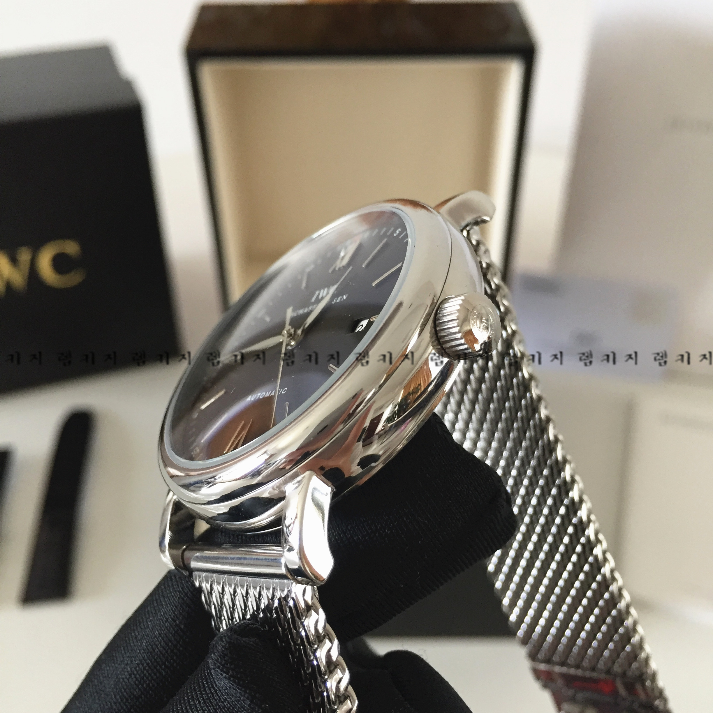 IWC 포르토피노 블랙다이얼 메쉬 메탈시계